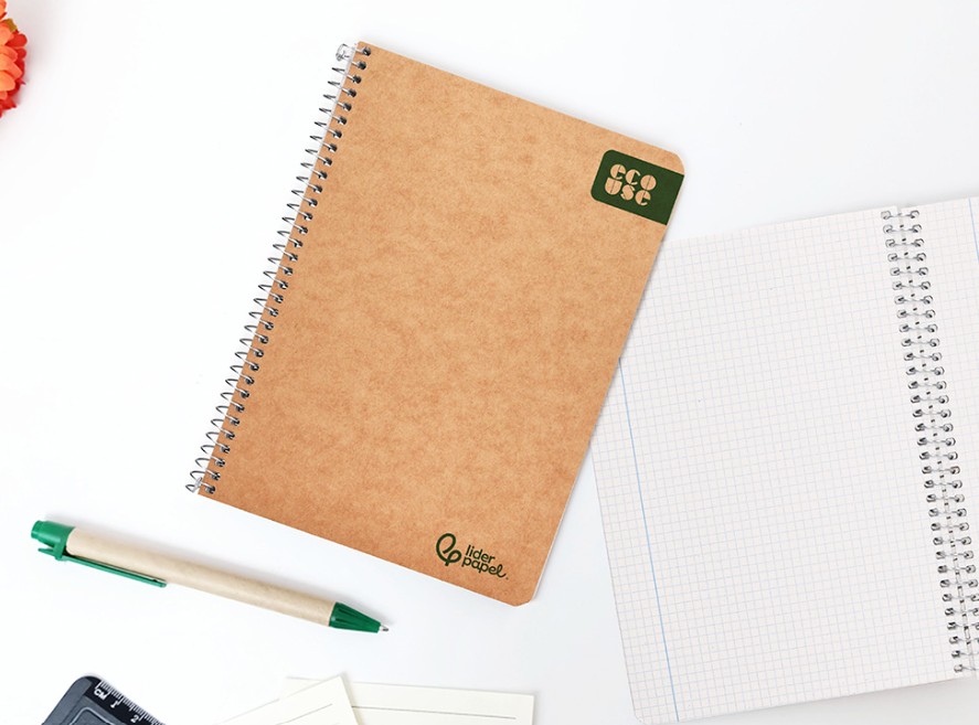 Cuaderno Espiral Liderpapel A5 Ecouse Tapa Kraft 80 Hojas Papel Reciclado 80 g Cuadro 4 mm