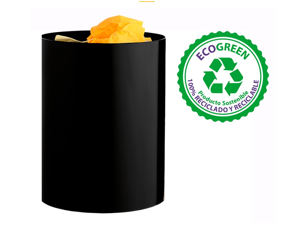 Papelera de Oficina Archivo 2000 EcoGreen Plástico Reciclado 18 Litros Negra